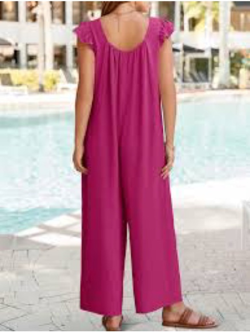 Women’s Fuchsia Wide-Leg Jumpsuit with Scoop Back